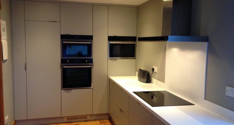 Luxury Fitted Kitchen In Halifax, supermatt grey doors and Corian worktop