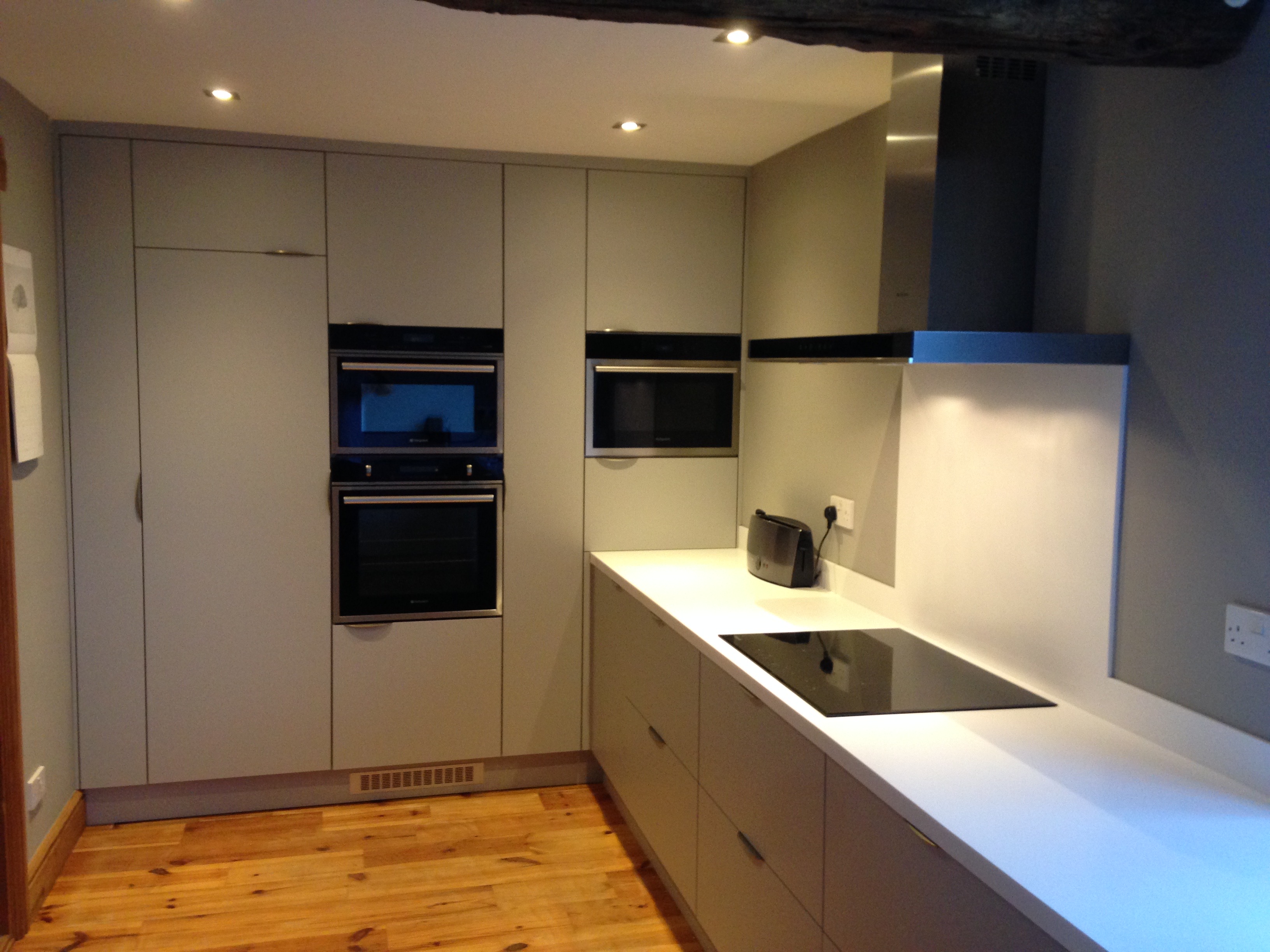 Luxury Fitted Kitchen In Halifax, supermatt grey doors and Corian worktop