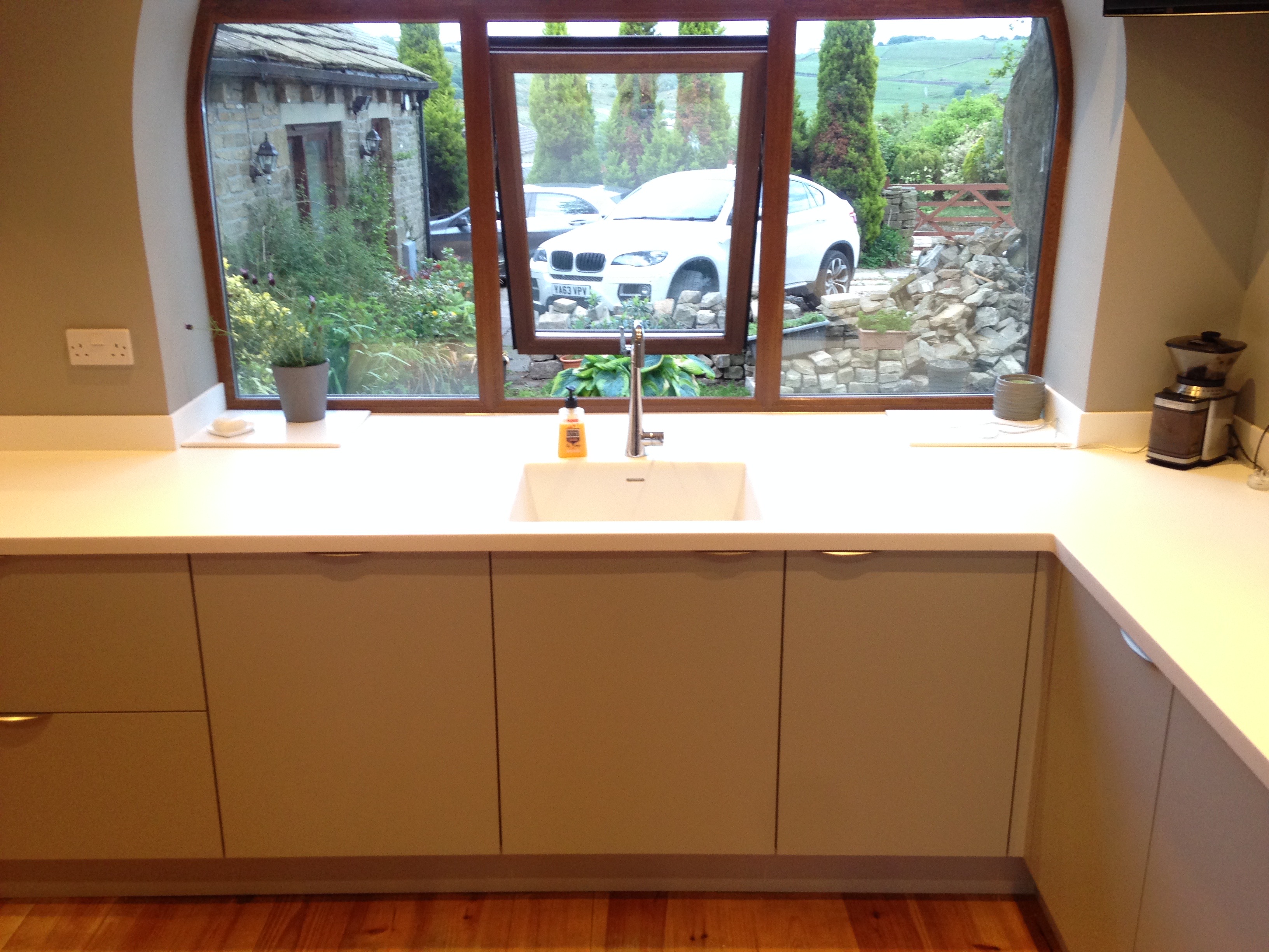 Luxury Fitted Kitchen In Halifax, supermatt grey doors and Corian worktop