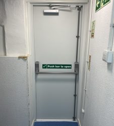 Steel Fire Exit Door Installation at Selby Pharmacy