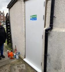 Steel Fire Exit Door Installation at Selby Pharmacy