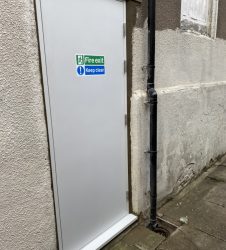 Steel Fire Exit Door Installation at Selby Pharmacy